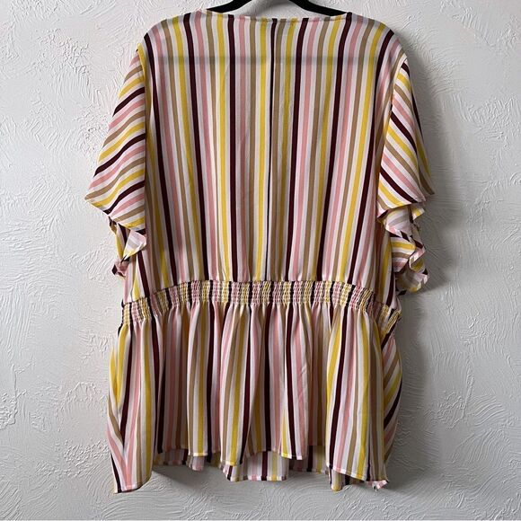 Lane Bryant Short-Sleeve V-Neck Smock Waist Top Blouse SZ 26 NWT - Picture 3 of 10